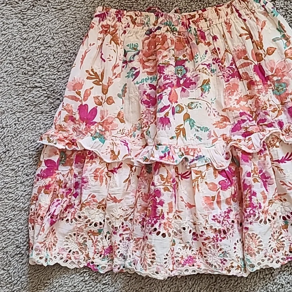 Cotton Watercolor Floral Flutter Mini Skirt - Picture 11 of 14